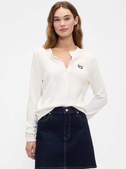 GAP - Womens Round Neck Relaxed Fit Cardigan - Off White