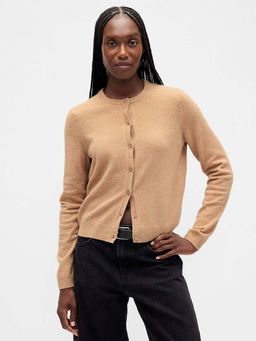 GAP - Womens Relaxed Fit Classic Cardigan - Beige