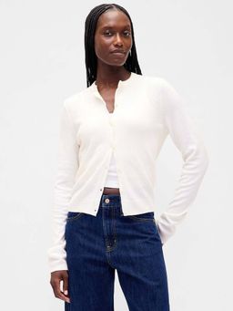 GAP - Womens Relaxed Fit Classic Crew Neck Cardigan - Off White