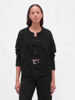 GAP - Womens Chevron Drop-Shoulder Classic Cardigan - Black