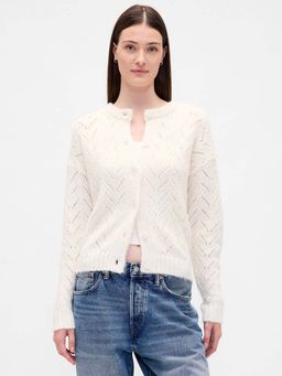 GAP - Womens Chevron Relaxed Fit Classic Cardigan - Off White