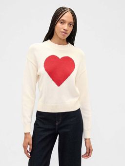 GAP - Womens Heart Drop-Shoulder Sweatshirt - Off White