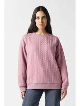 Van Heusen - Women Pink Textured Round Neck Sweatshirt