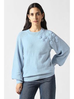 Van Heusen - Women Light Blue Embroidered Round Neck Sweatshirt