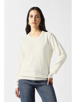 Van Heusen - Women White Embellished Round Neck Sweatshirt