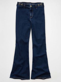 American Eagle - Women Dark Rich Indigo Artist Flare Jeans - Navy Blue
