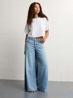 American Eagle - Women Light Vintage Baggy and Wide-Leg Jeans - Blue