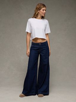 American Eagle - Women Midnight Slumber Baggy and Wide-Leg Jeans - Navy Blue