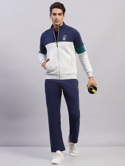 Monte Carlo - Mens Navy Blue Colorblock High Neck Full Sleeves Tracksuit (Set of 2)