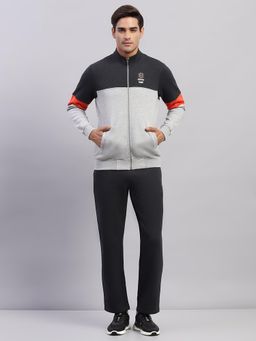 Monte Carlo - Mens Charcoal Colorblock High Neck Full Sleeves Tracksuit (Set of 2)