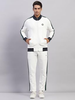 Monte Carlo - Mens Self Design White High Neck Full Sleeve Tracksuit (Set of 2)