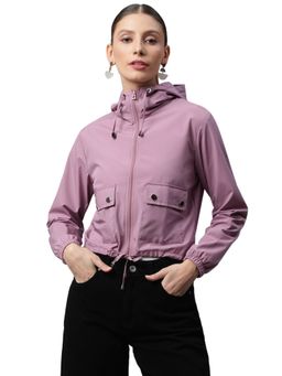 Global Republic - Women Mauve Street Style Hooded Crop Jacket
