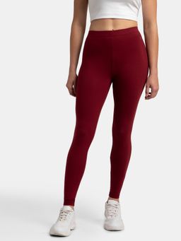 Jockey - AW87 Women Super Combed Cotton Elastane Stretch Leggings - Cabernet