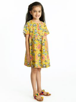 Campana - Girls Zoe Dress - Vine Print - Lime