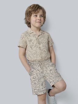 Jack & Jones Junior - Boys Off White Cotton Blend Floral Shorts