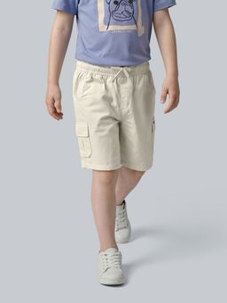 Jack & Jones Junior - Boys Cream Cotton Solid Shorts