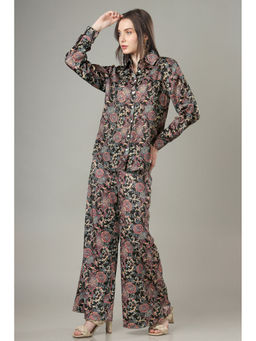 NEOFAA - Glam Up Your Style: Black Floral Co-Ord (Set of 2)