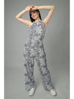 NEOFAA - Printed Halter Neck Jumpsuit