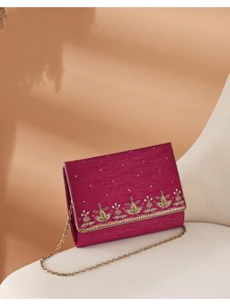 Fabindia - Magenta Hand Embroidered Sling Bag (S)