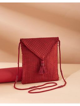 Fabindia - Red Embellished Textured Sling Bag (S)