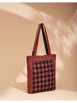 Fabindia - Red Hand Block Printed Tote Bag