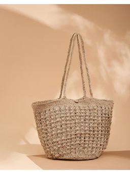 Fabindia - Beige Textured Tote Bag