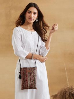 Fabindia - Red Hand Block Printed Sling Bag (M)