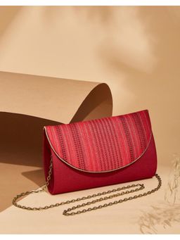 Fabindia - Red Solid Structured Sling Bag (S)