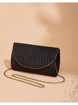 Fabindia - Black Thread-Embroidered Structured Sling Bag (S)