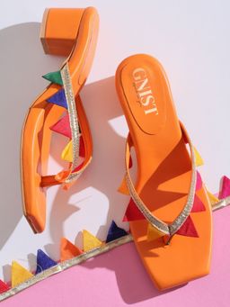 GNIST - Ethnic Orange Color Block Heels