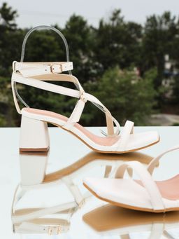 GNIST - Ankle Strap White Block Heels