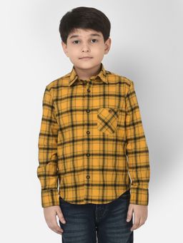 CRIMSOUNE CLUB - Boy Mustard Shirt In Tartan Checks