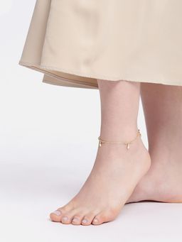 Carlton London - 18Kt Gold Plated Leaf Charm Anklet
