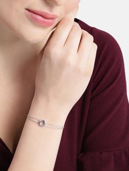 Carlton London - Rhodium Plated Double Chain Halo Bracelet