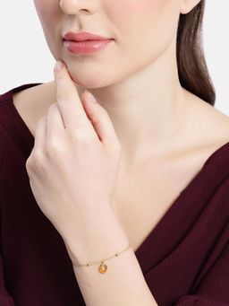 Carlton London - 18Kt Gold Plated Organic Enamel Charm Adjustable Bracelet