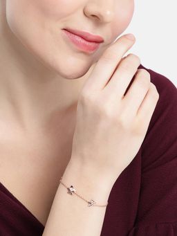 Carlton London - 18Kt Rose Gold Plated Floral Charm Bracelet