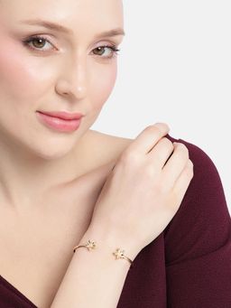 Carlton London - 18Kt Gold Plated Floral Cuff Link Bracelet