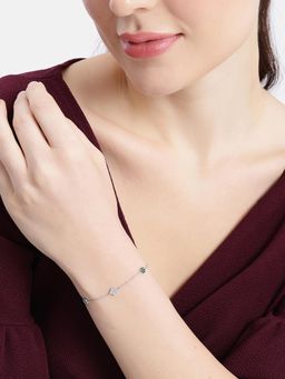 Carlton London - Rhodium Plated Green Cz Van Cleef Charm Adjustable Bracelet