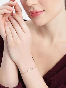 Carlton London - 18Kt Rose Gold Plated Cz Infinity Charm Bracelet