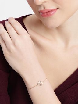 Carlton London - 18Kt Rose Gold Plated Cz Tree Of Life Charm Bracelet