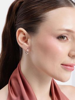 Carlton London - 18Kt Rose Gold Plated Curved Half Hoop Earring