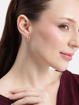 Carlton London - 18Kt Gold Plated Twisted Half Hoop Earring
