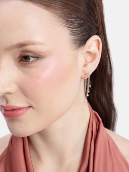 Carlton London - 18Kt Rose Gold Plated Dangling Cz and Chandelier Drop Earring