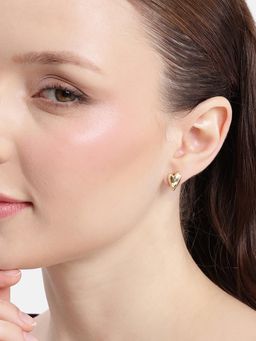 Carlton London - 18Kt Gold Plated Heart Half Stud Earring