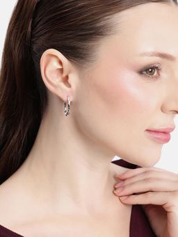 Carlton London - Rhodium Plated Oval Twisted Hoop Earrings
