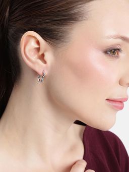 Carlton London - Rhodium Plated Contemporary Half Hoop Earrings