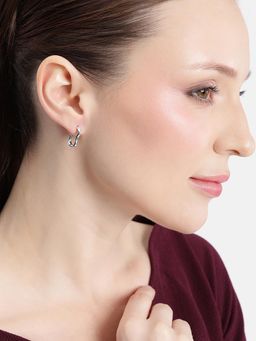 Carlton London - Rhodium Plated Oval Mini Hoop Earrings