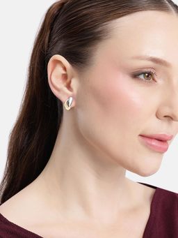 Carlton London - Two Toned Plated Tear Drop Stud Earrings