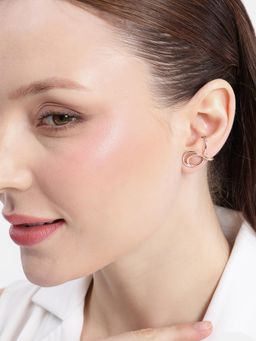 Carlton London - 18Kt Rose Gold Plated Crossover Cuff Earrings