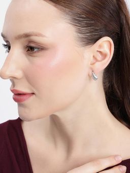Carlton London - Rhodium Plated Seashell Mini Stud Earrings